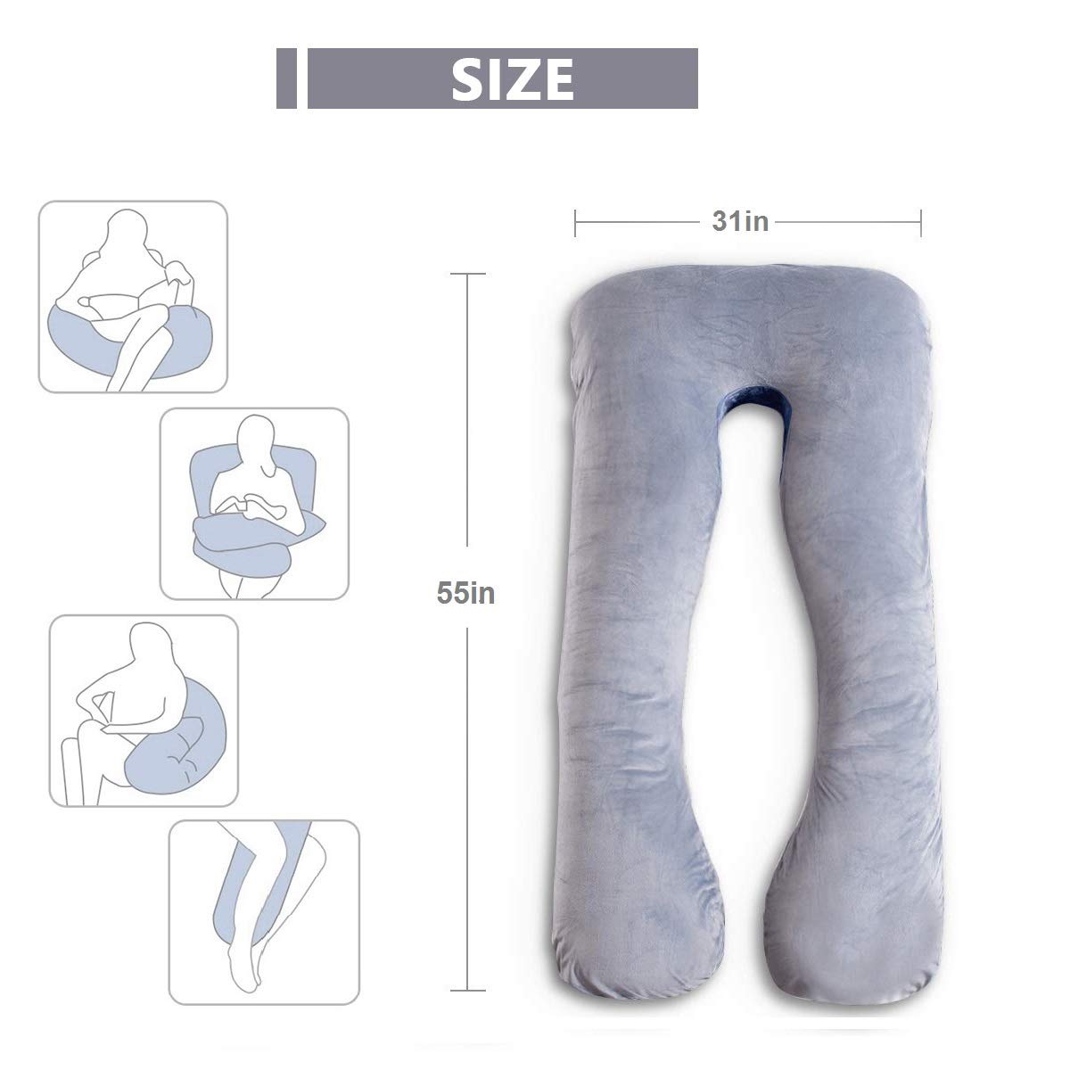 AS AWESLING U-shaped design cradles head, neck, back, and belly for balanced relief.