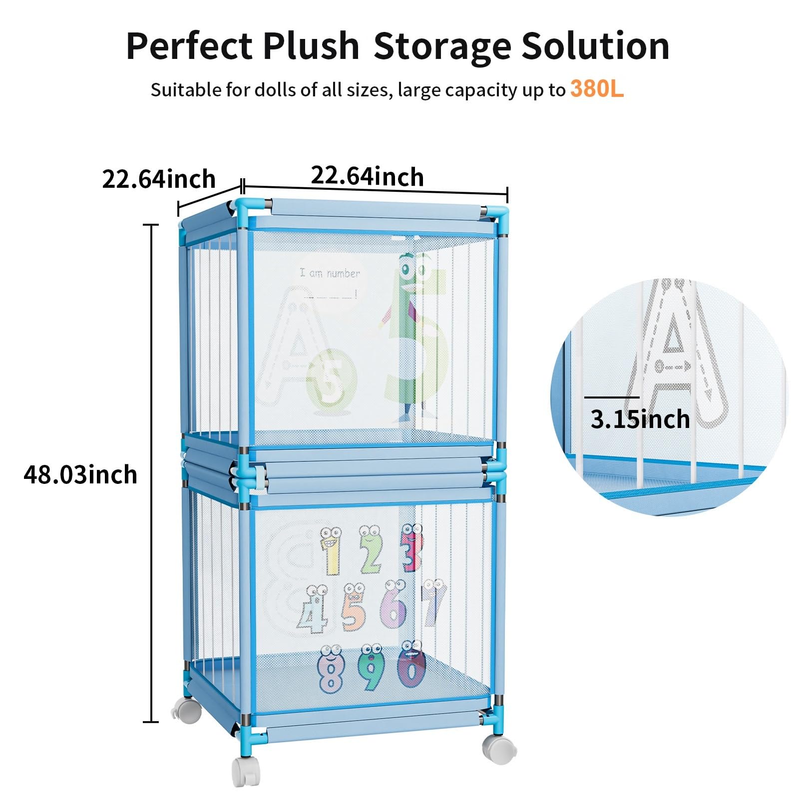 Asacbiiin storage zoo with 360-degree wheels enables smooth mobility.