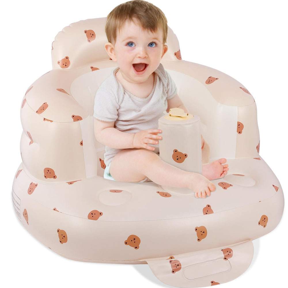 Asamoom inflatable baby seat with built-in pump for easy setup.