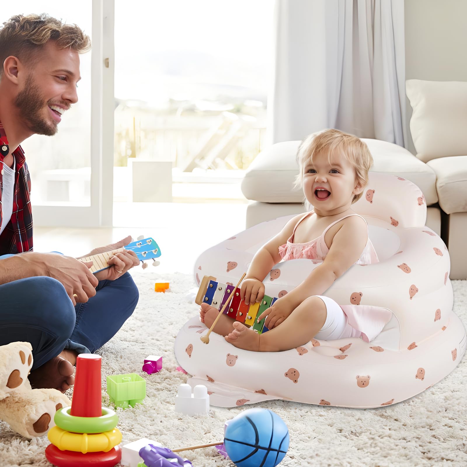 Asamoom seat supports babies from 3 months to 67 lbs.