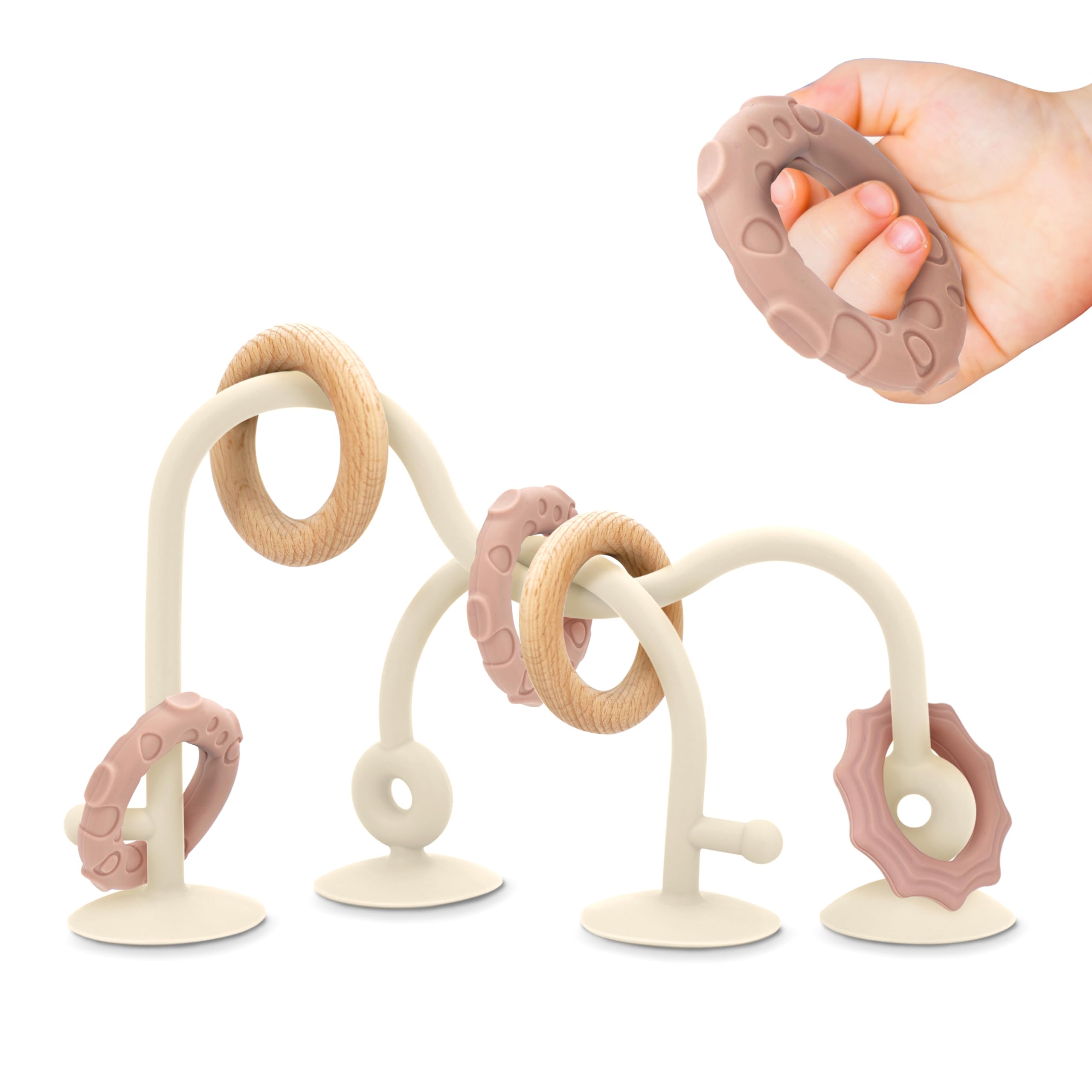 Ascnduup baby suction cup sensory toy with ivory finish for teething and play