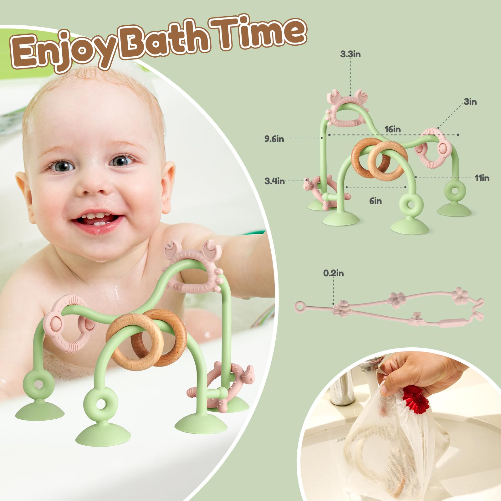 Ascnduup Montessori-style teether set grows with baby teething stages.