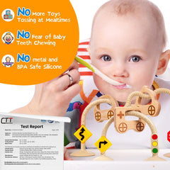 Ascnduup natural wood and silicone teethers offer soothing chew options for teething toddlers.