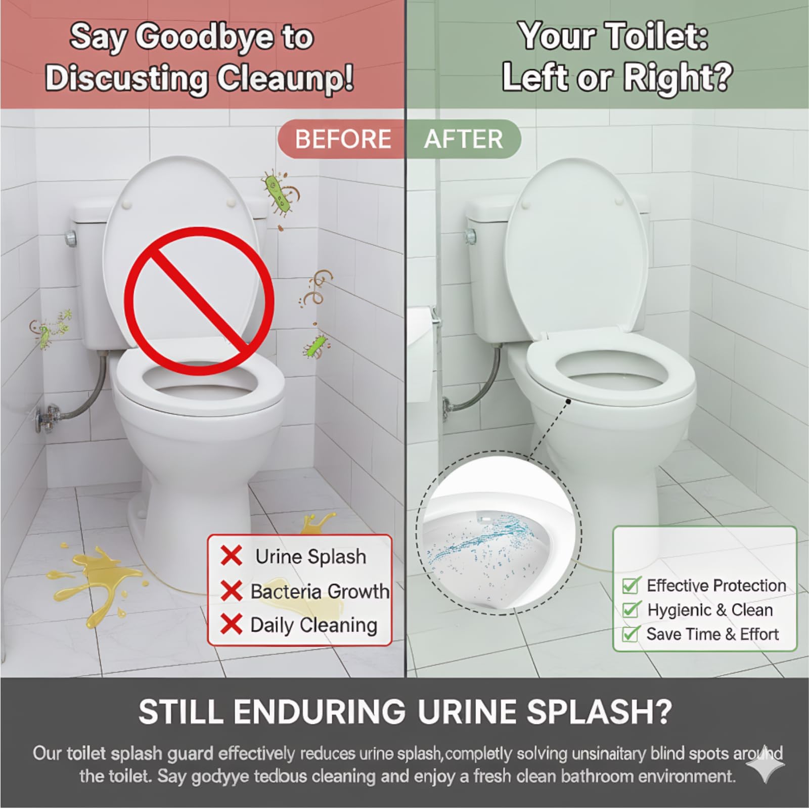 Asdkkap clear PVC barrier protects floor and keeps bathroom cleaner.