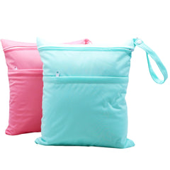 Asenappy wet/dry bag with double zipper pockets keeps wet and dry items separate.