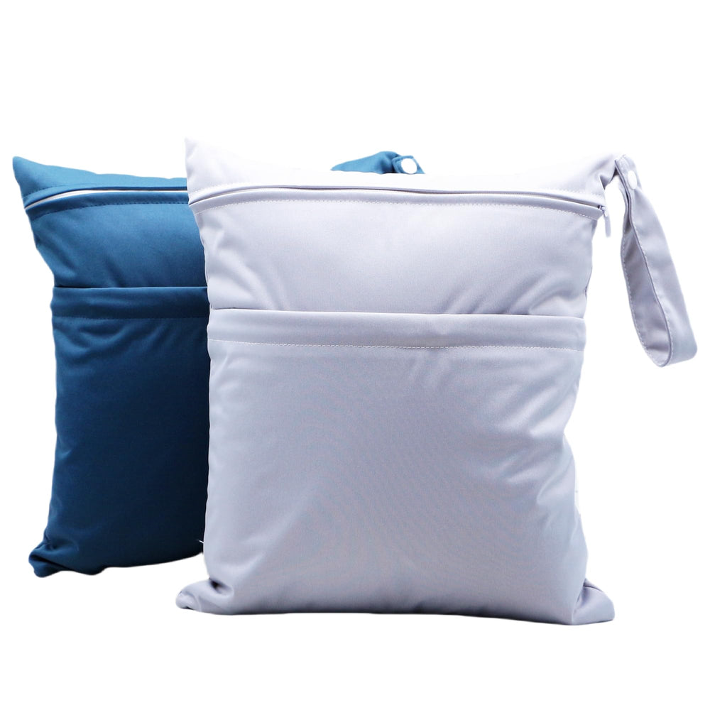 Asenappy wet/dry bag with two zippered pockets keeps wet and dry items separated.