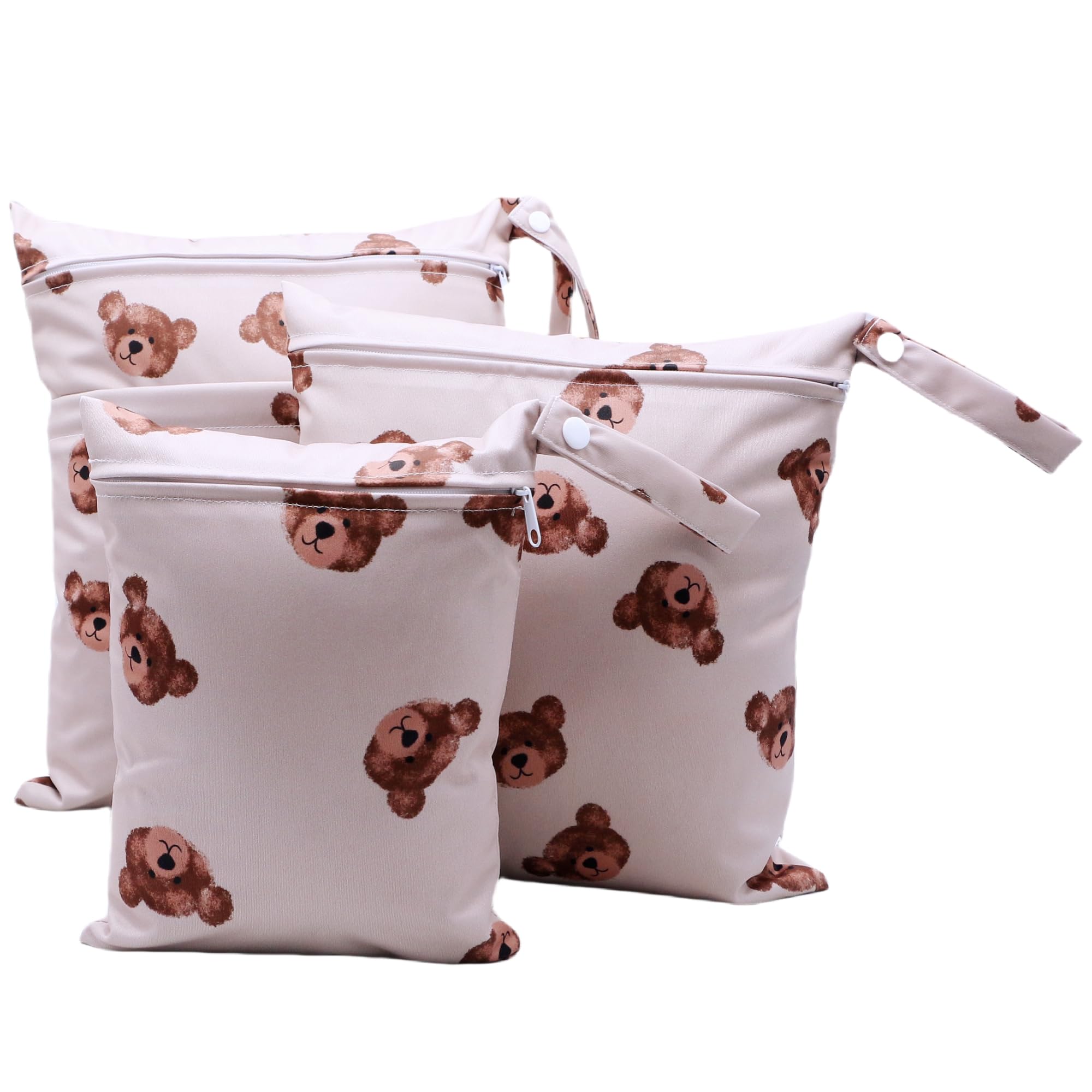 Asenappy wet-dry bags bear design keeps baby items organized on the go.