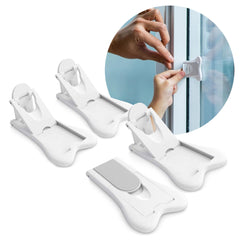 Ashtonbee white cabinet and drawer safety locks offer quick off-limits area protection.