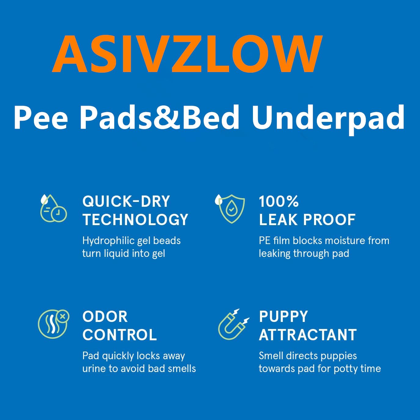 ASIVZLOW thick 24x24 pad provides leak-proof protection for floors and carpets.