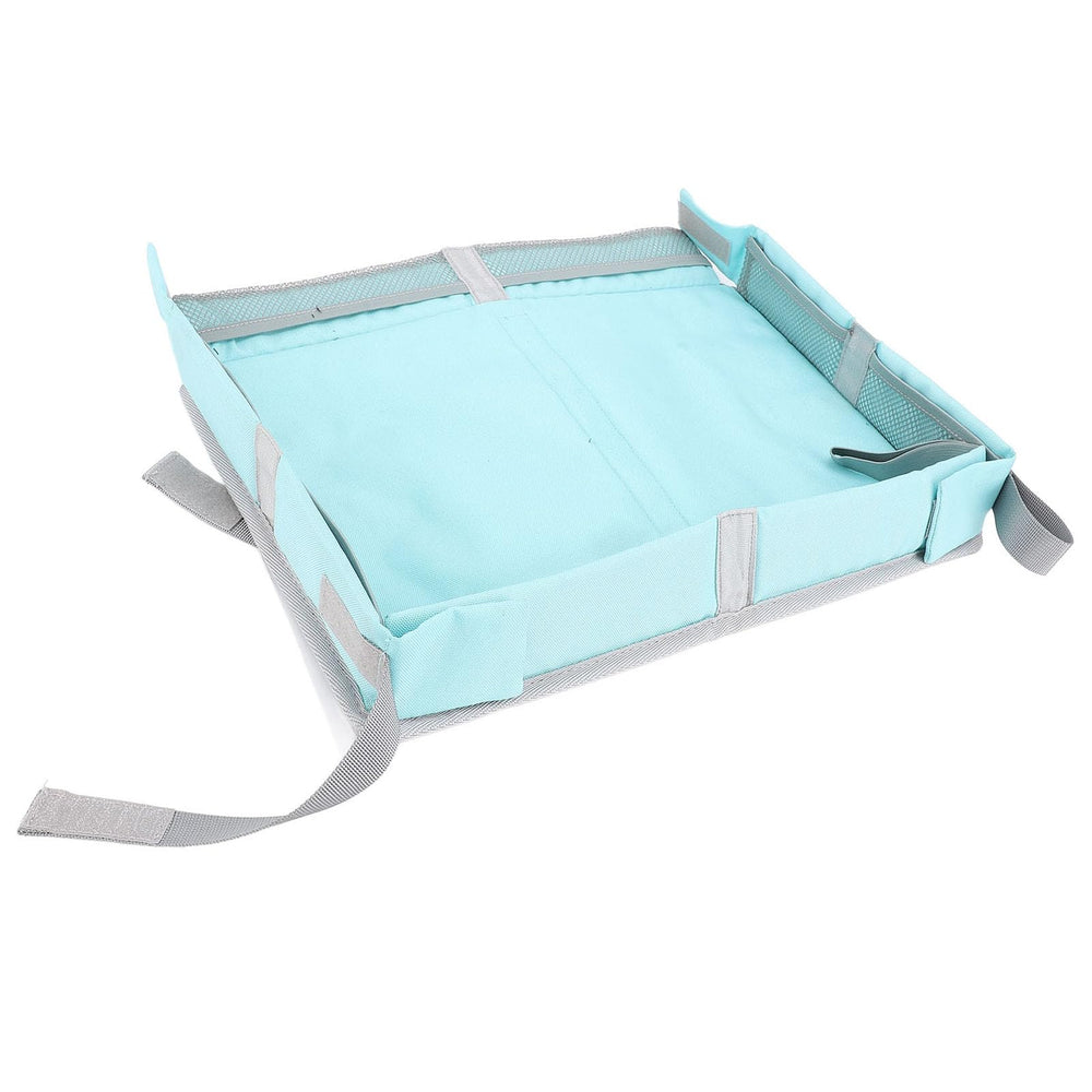Asixxsix travel organization tray with pockets aids quick access to essentials.