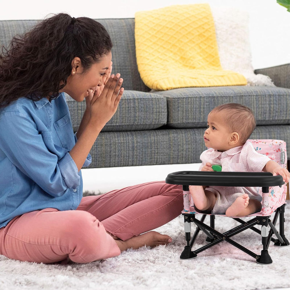 AskCat booster seat folds into drawstring bag for easy packing.