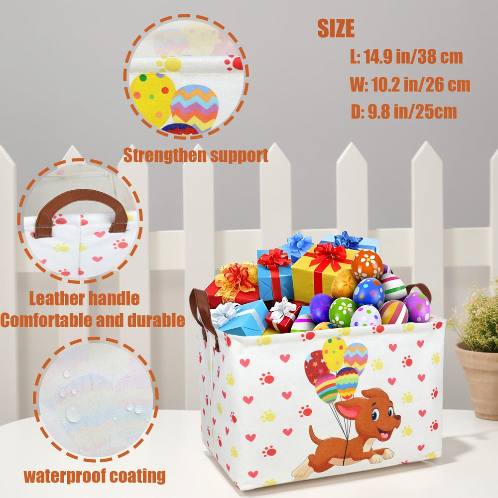 ASKETAM basket with durable synthetic leather handles for easy carrying