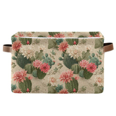 Aslsiy storage basket cactus print front view showing large capacity for nursery storage.