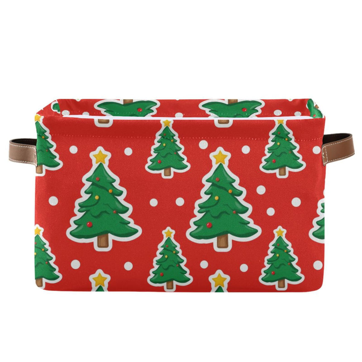 Aslsiy storage basket with Christmas tree pattern for cheerful nursery storage.