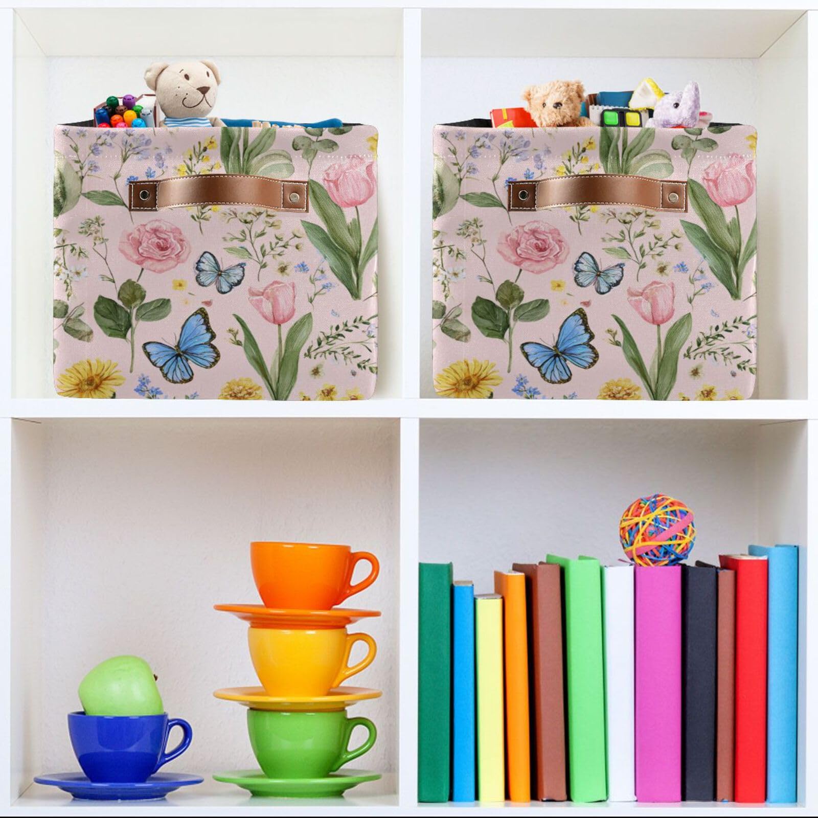 Aslsiy collapsible storage basket saves space in shelves and closets.