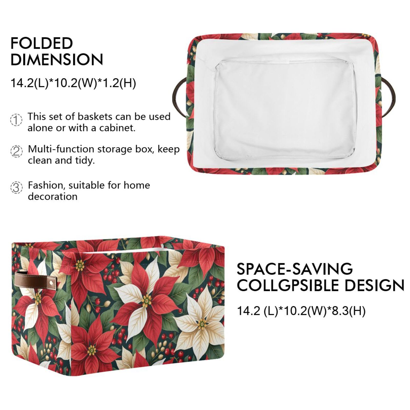 Aslsiy foldable storage basket collapsing for compact closet storage