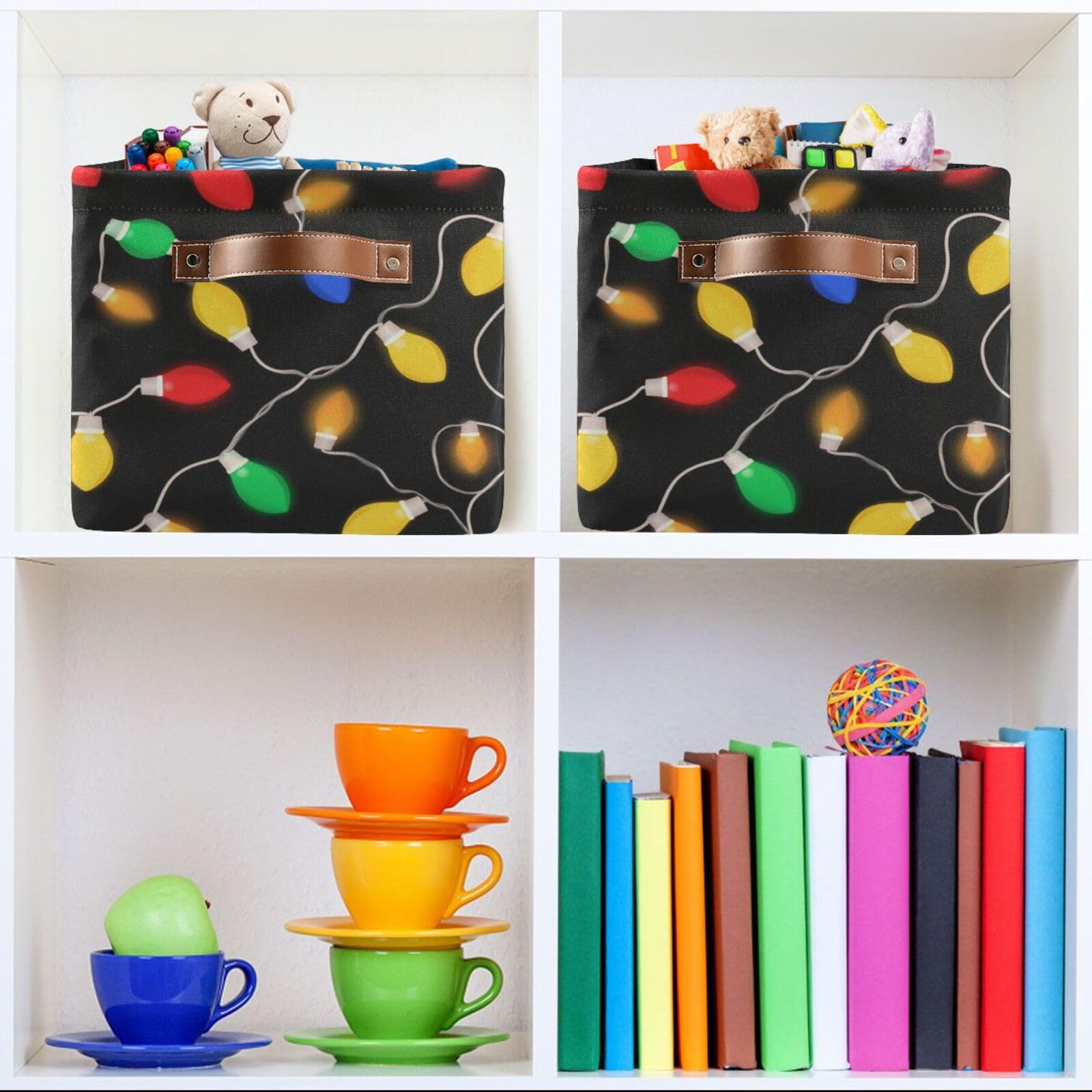 Aslsiy storage basket nursery setting demonstrates organized toy storage.