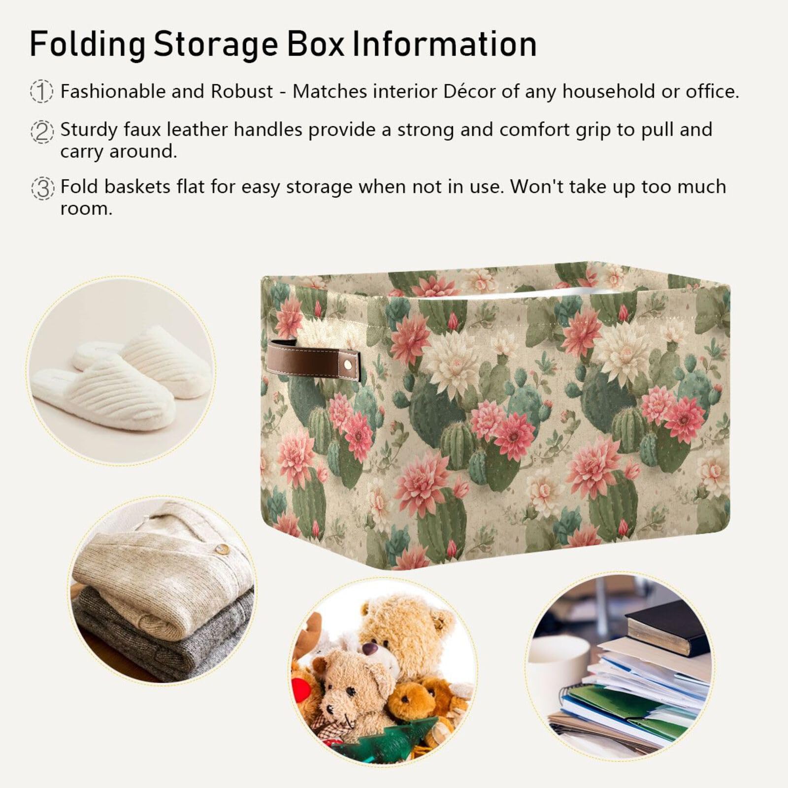 Aslsiy storage basket top steel ring maintains shape for quick access.