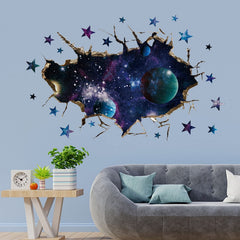 ASMPIO 3D Space Galaxy wall decal sheet simple to apply on clean surfaces