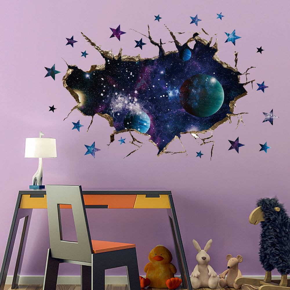 ASMPIO 3D Space Galaxy wall decal sheet for doors and windows with space charm