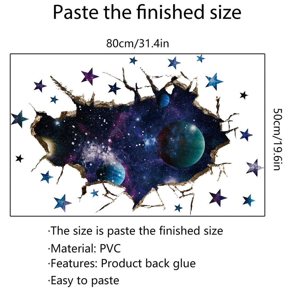ASMPIO 3D Space Galaxy wall decal sheet delivers durable, lasting color