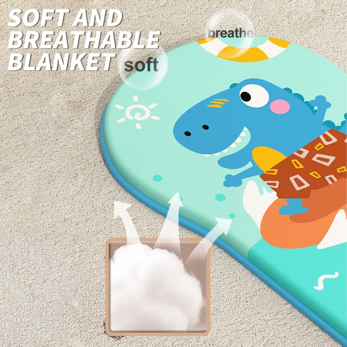 Asou Baby Gym Play Mat folds flat for easy storage and travel.