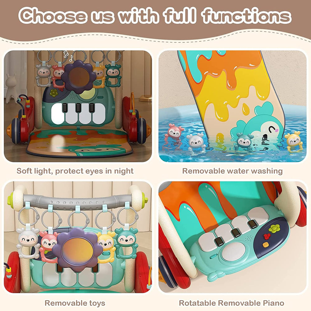 Asou Tummy time area supports reaching and kicking progress.