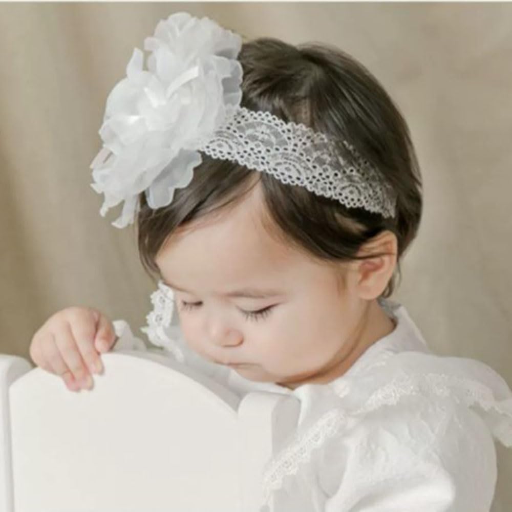 Asphinien baby flower headwrap, comfortable elastic fit for 0-36 months, all-day secure.