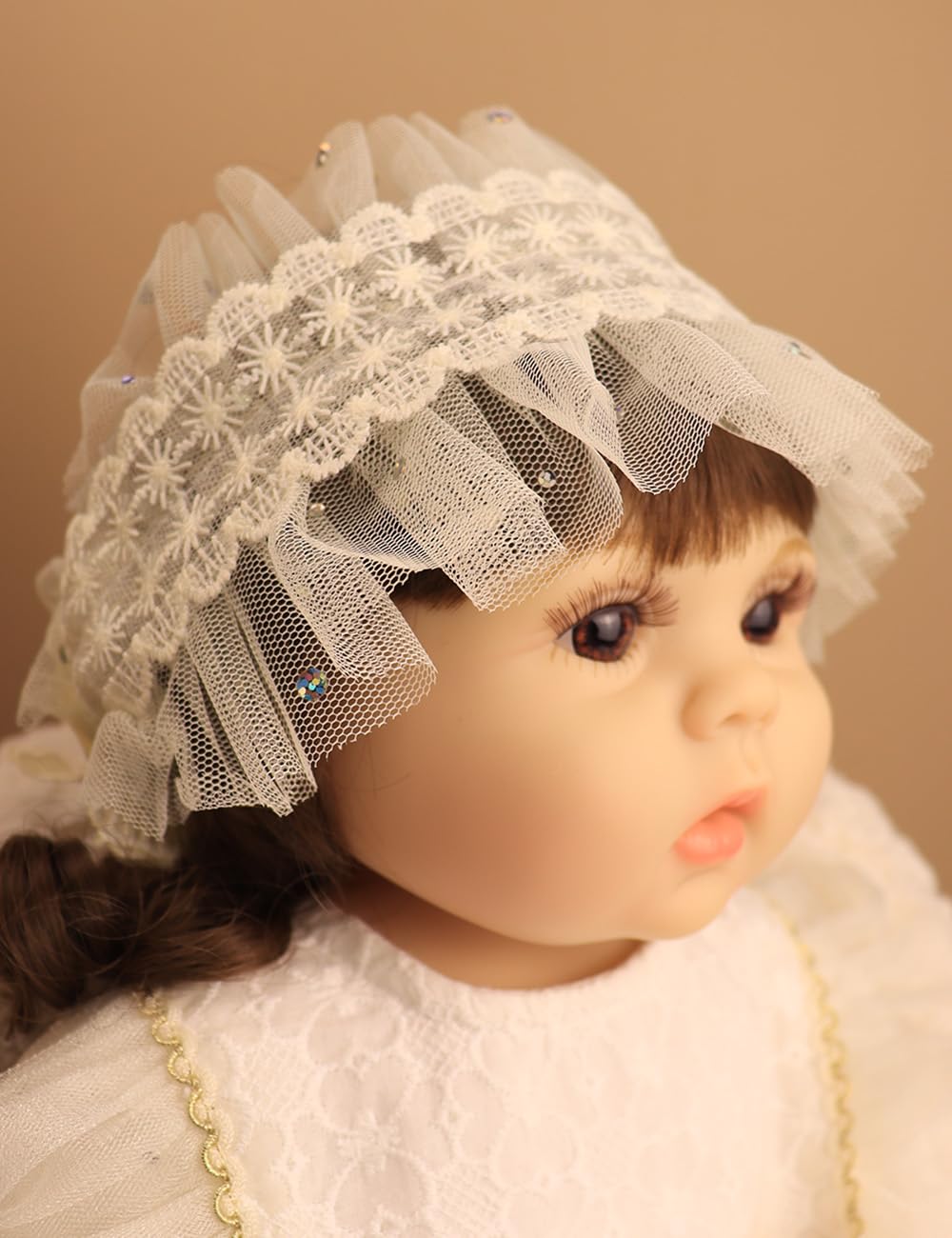 Asphinien lace headband with bow detail in ivory for gentle daily wear
