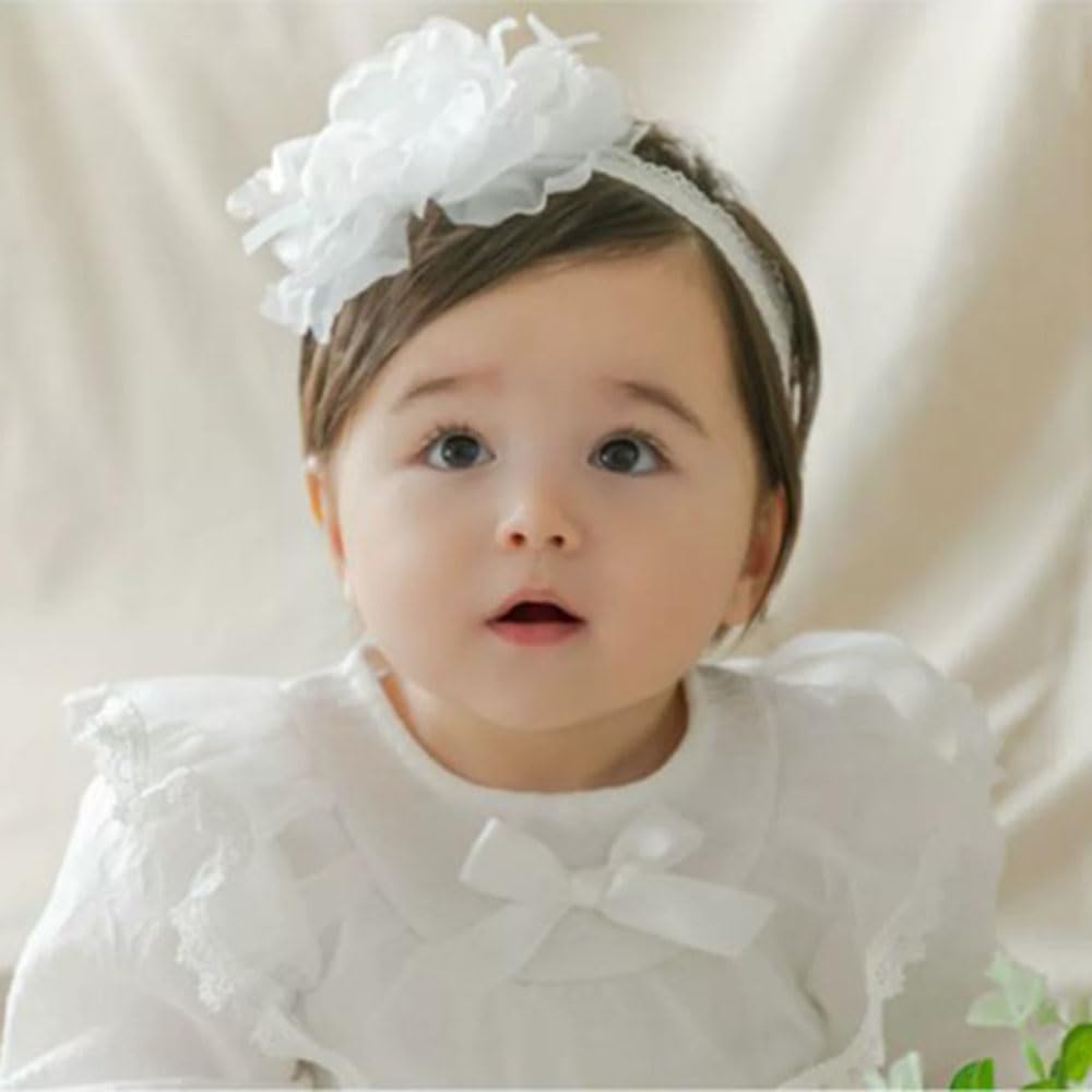 Asphinien lace headband for baptism or party occasions; photo-ready, chic yet comfy.