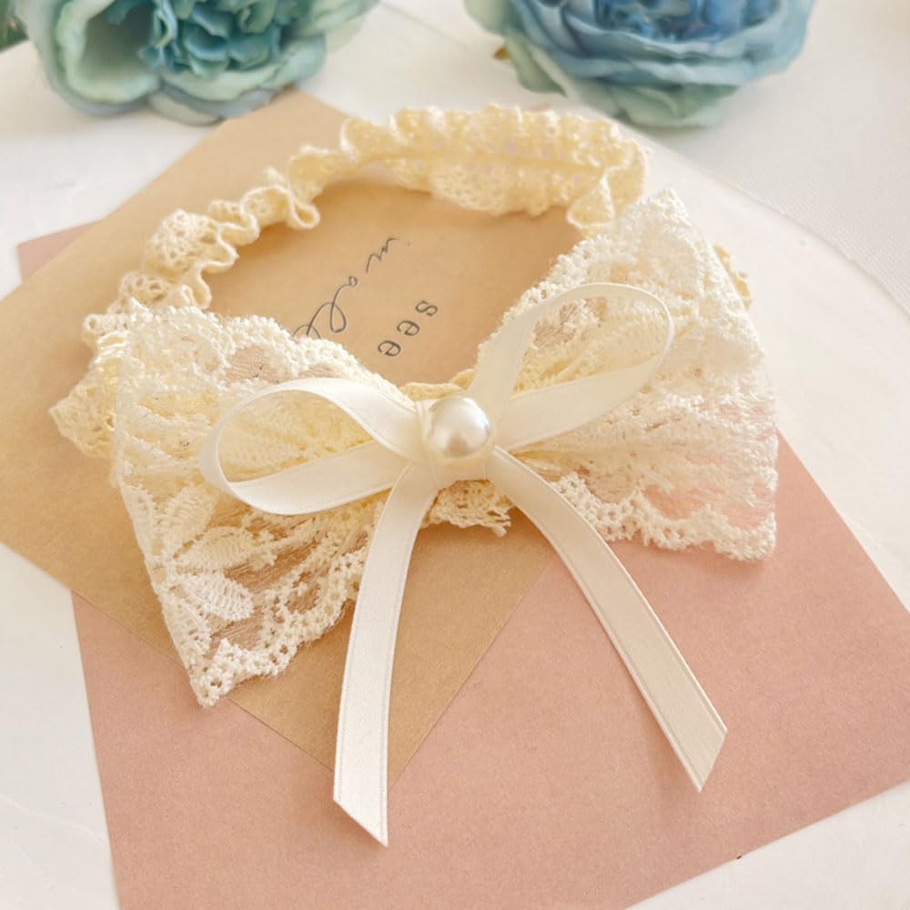 Asphinien Ivory Lace Headband baptism occasion for a timeless look