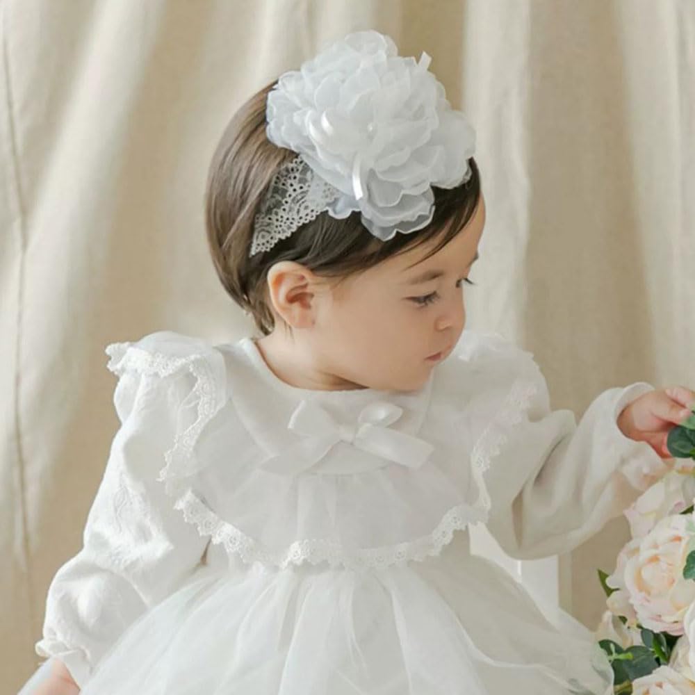 Asphinien lace flower headband, a charming newborn photo prop with gentle stretch.