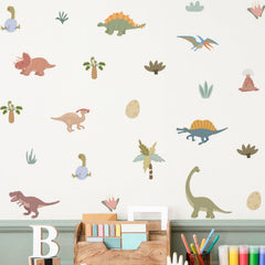 Astrkiz dinosaur wall decal set enhances a playful, kid-friendly room atmosphere