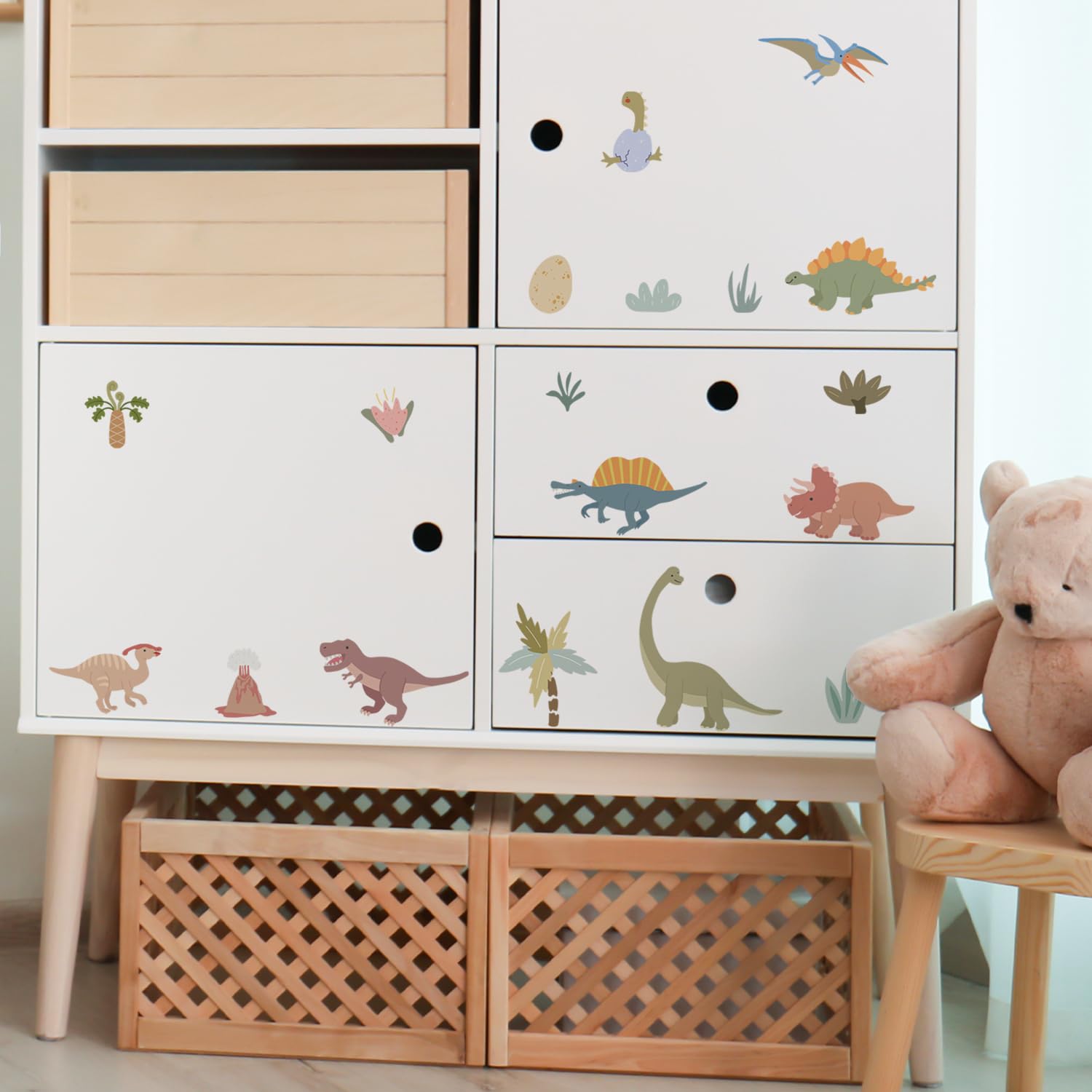 Astrkiz dinosaur wall decal with vivid colors on light surfaces pops