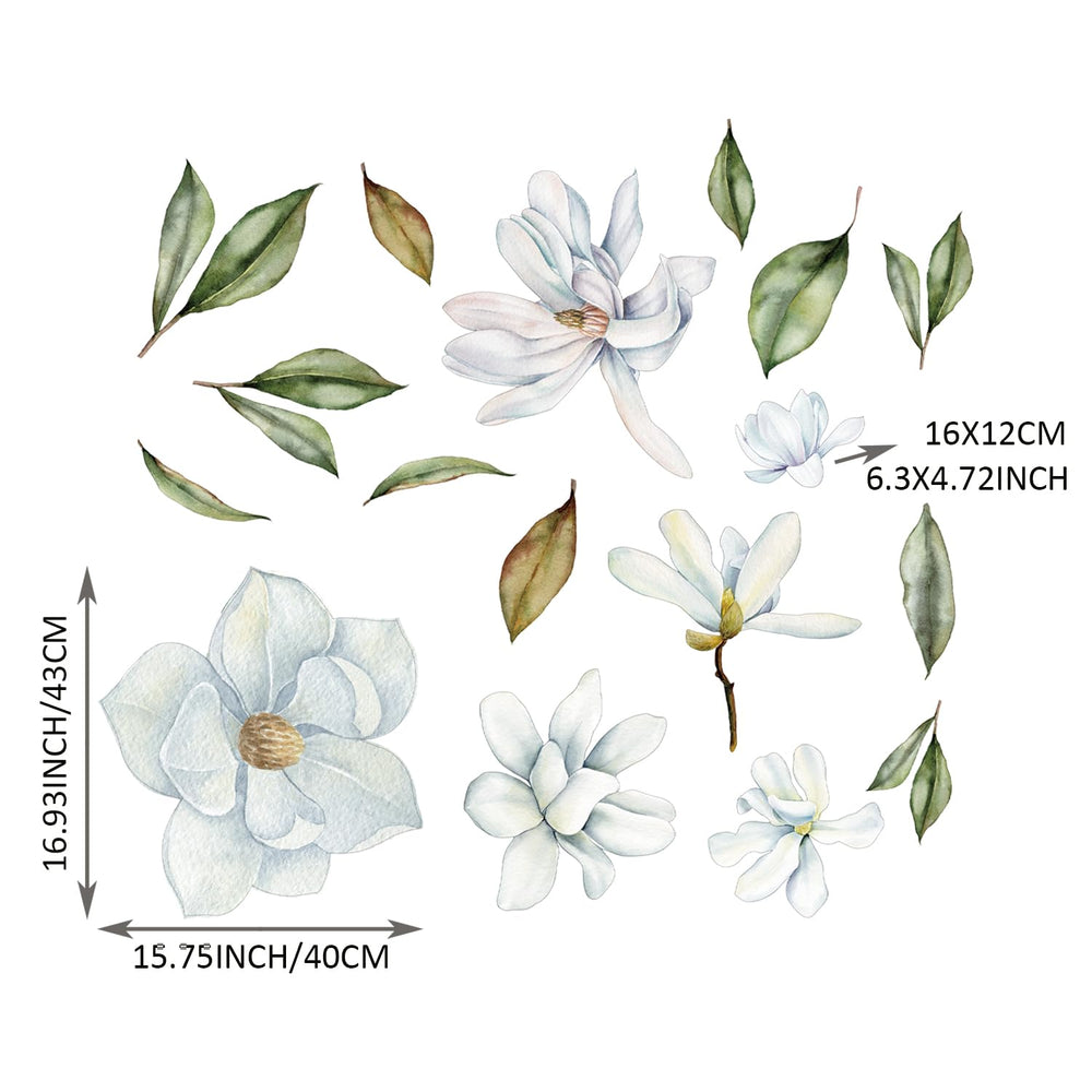 Astrkiz magnolia flower wall sticker designed for living rooms, adds botanical warmth.