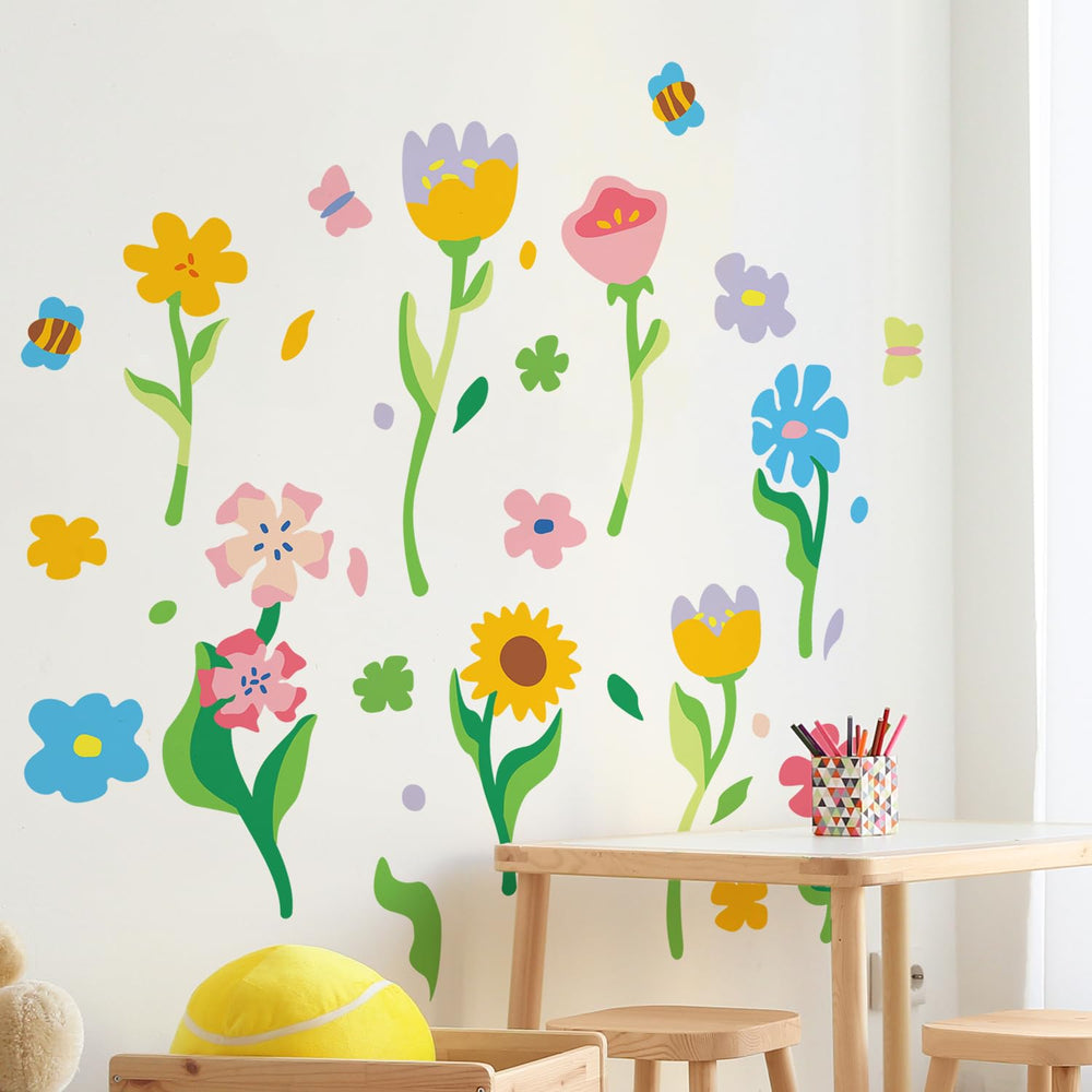 Astrkiz playroom decor Memphis wall decals create a lively space for kids.
