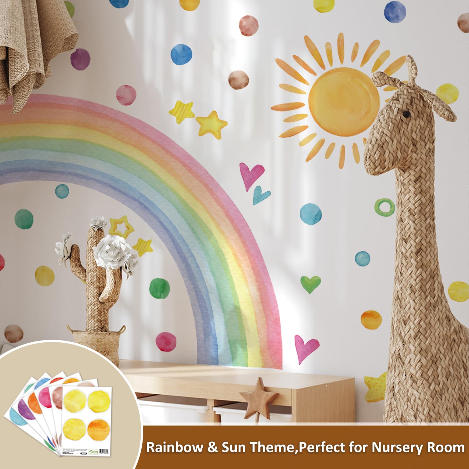 Astrkiz rainbow heart wall stickers create a playful, cozy touch