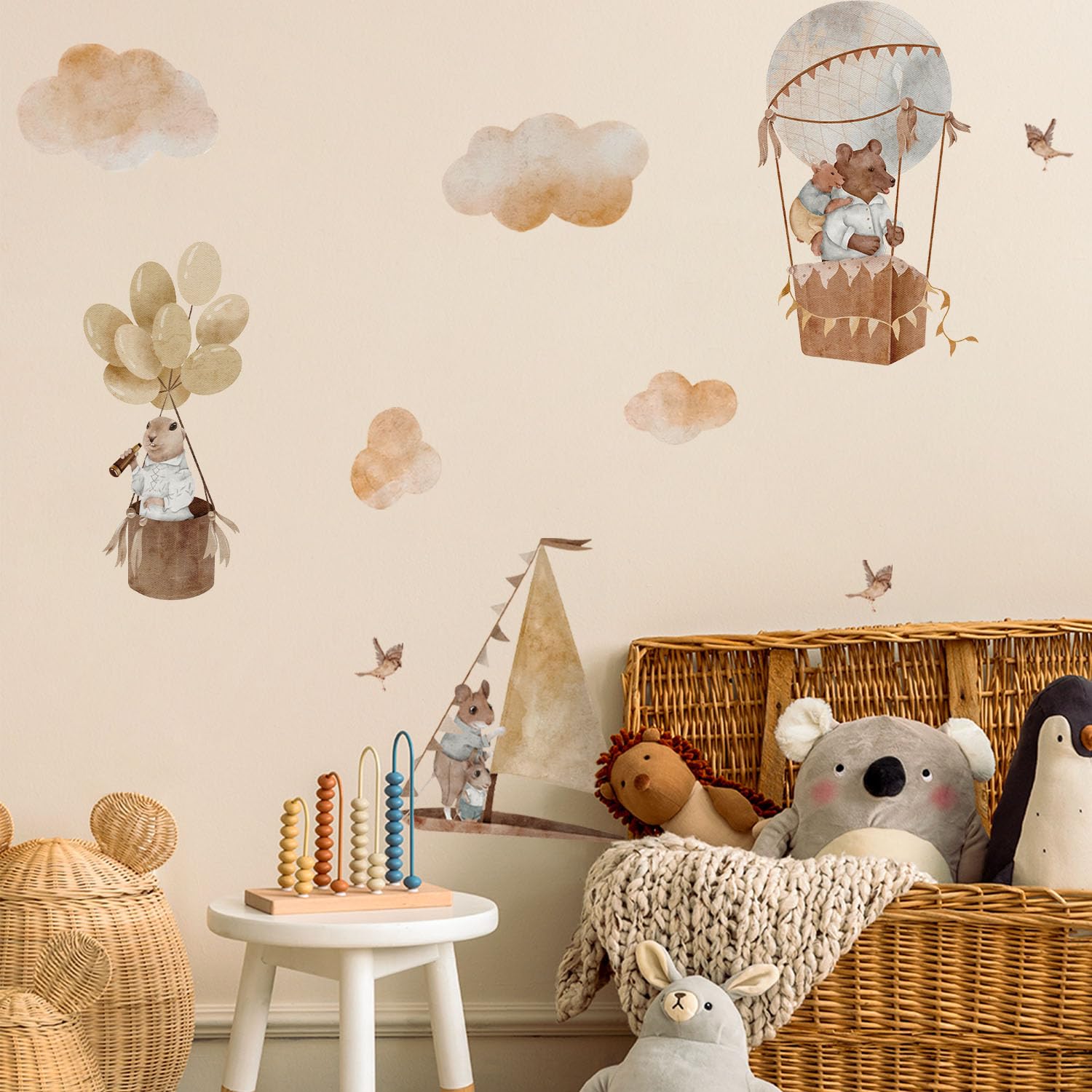 astrkiz watercolor animal wall decals for baby nursery wall art easy to apply