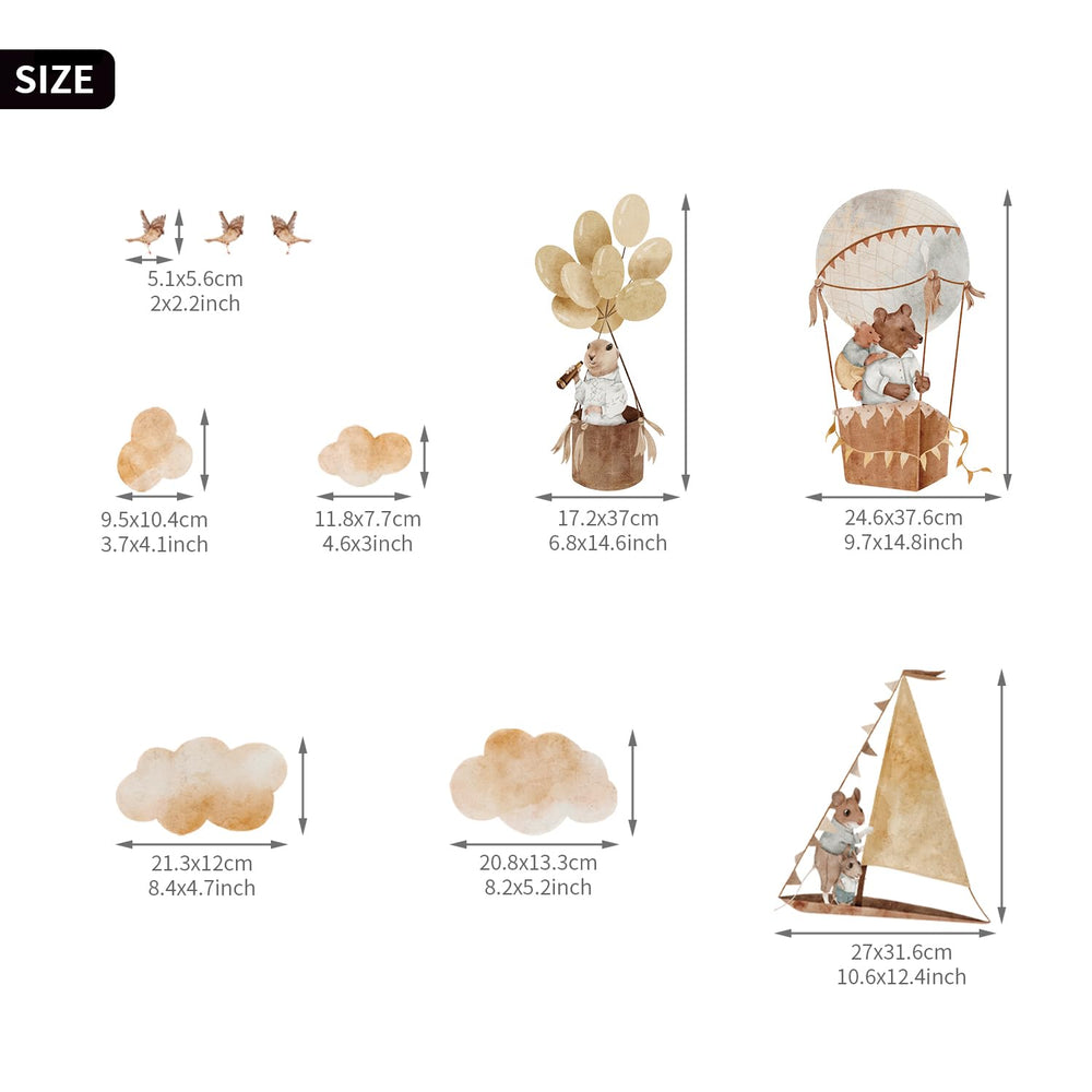 astrkiz watercolor animal wall decals with clouds brighten the kids room
