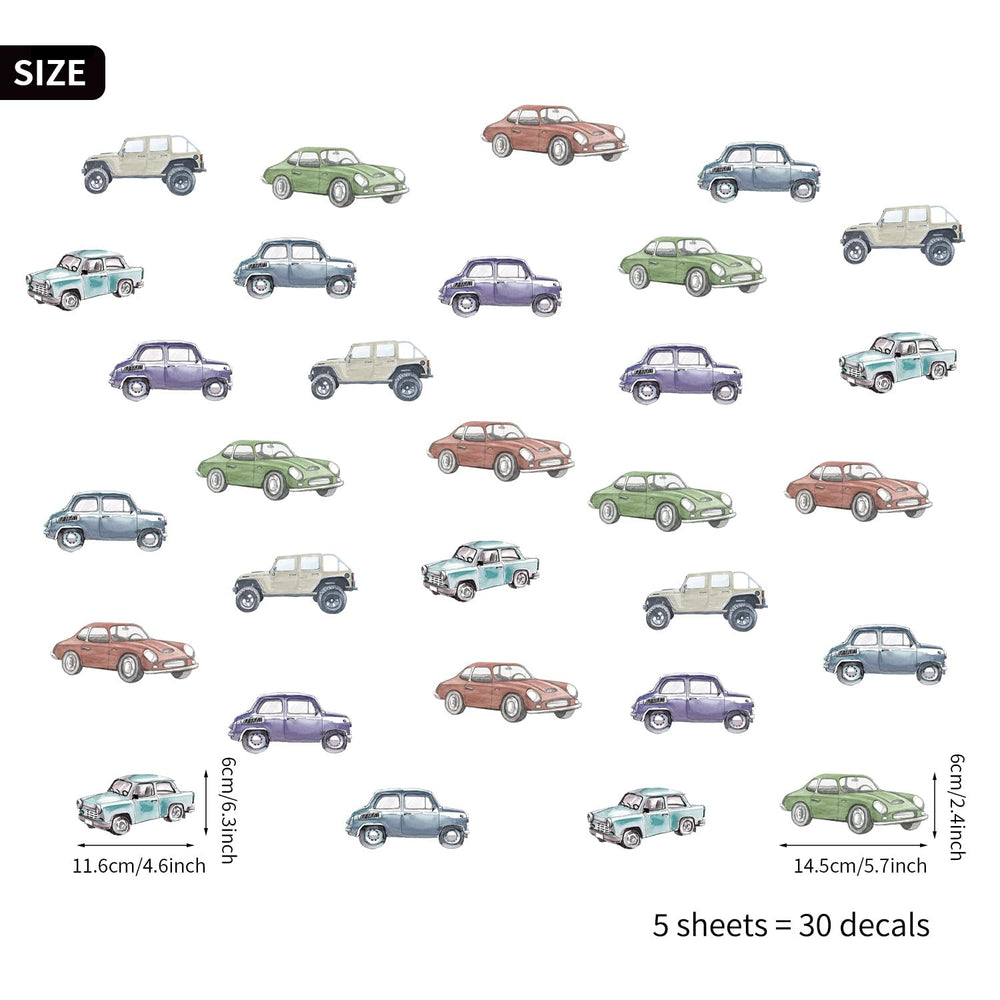 astrkiz watercolor cars wall stickers multicolor add energy to a baby’s room.