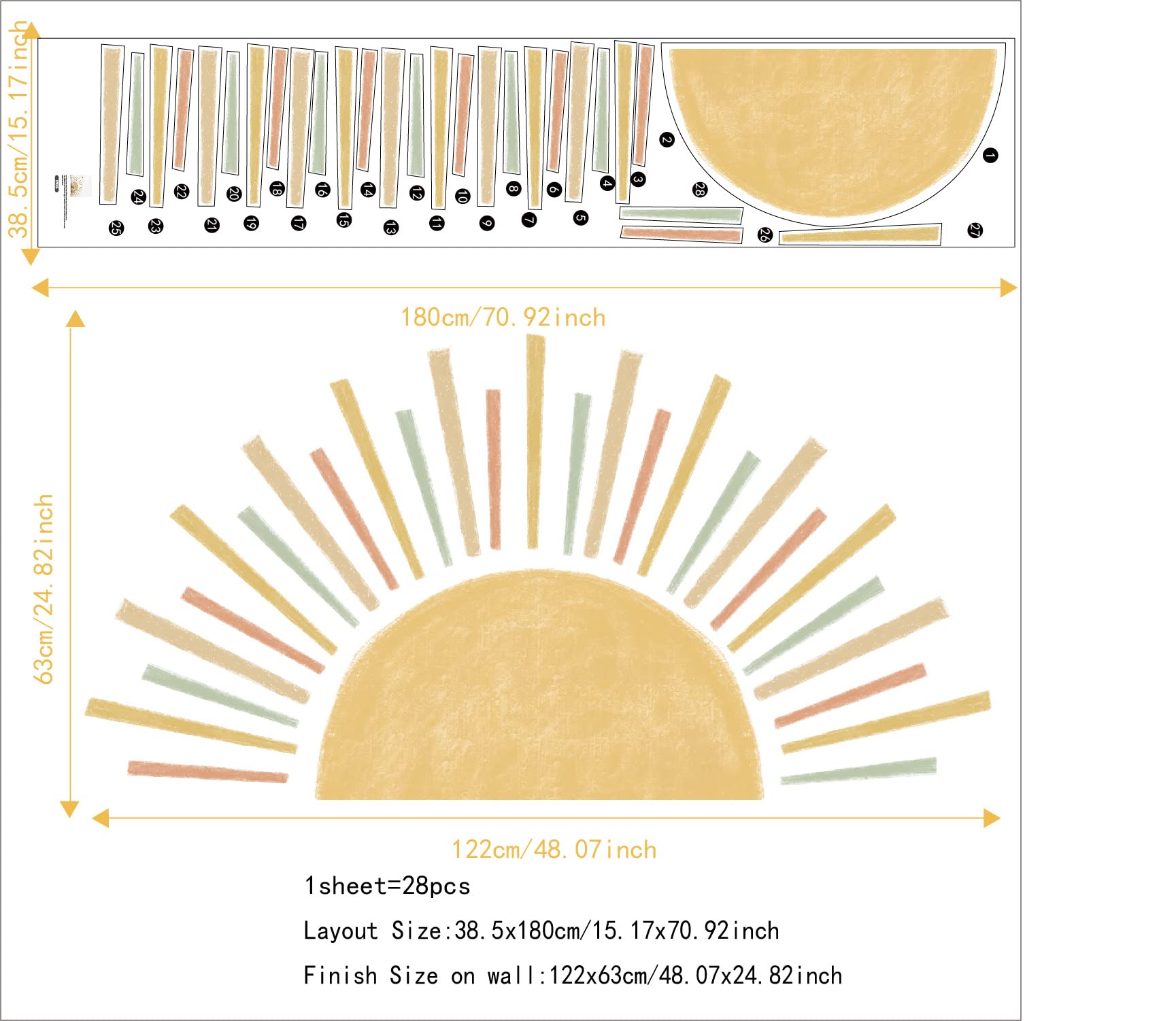 Astrkiz watercolor sunrise wall mural with soft pastels brightens kids' rooms.