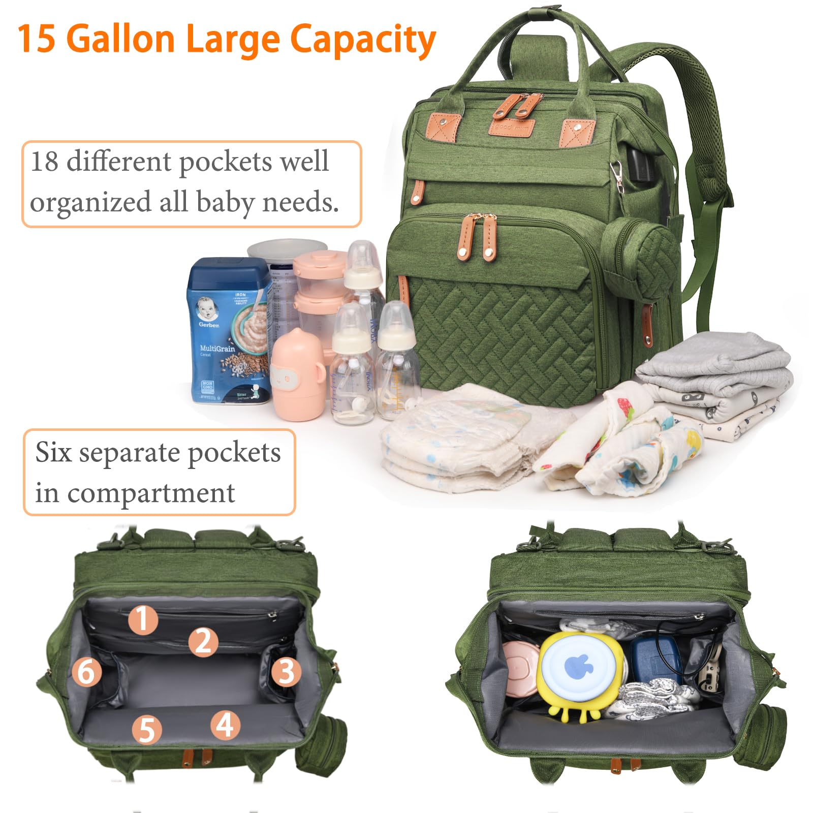 Astro Alan bag features 19 pockets for organized baby gear.