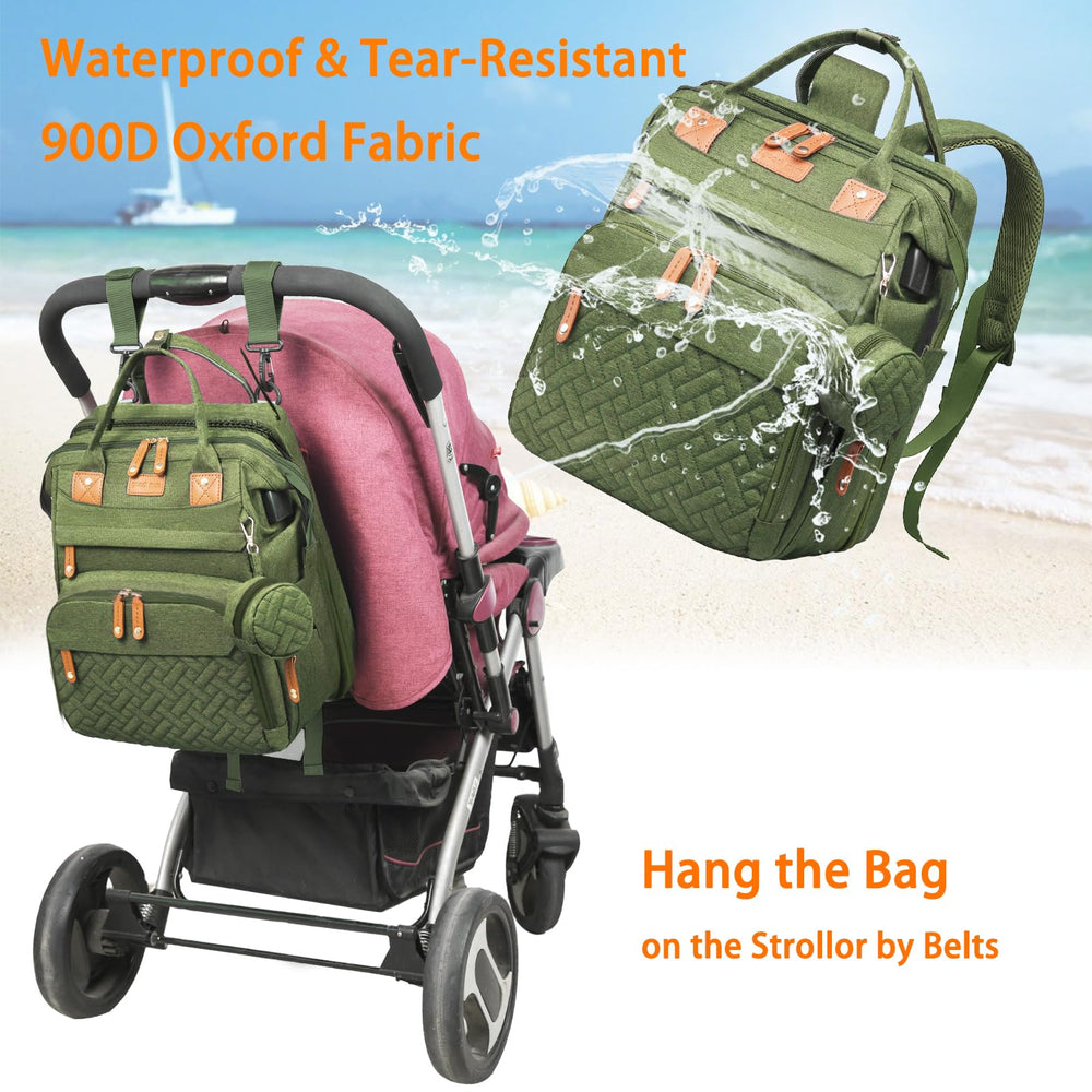 Astro Alan diaper bag anti-theft pocket secures valuables during travel.