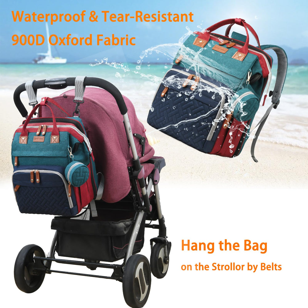 Astro alan diaper bag front-pocket foil keeps bottles warm during trips.