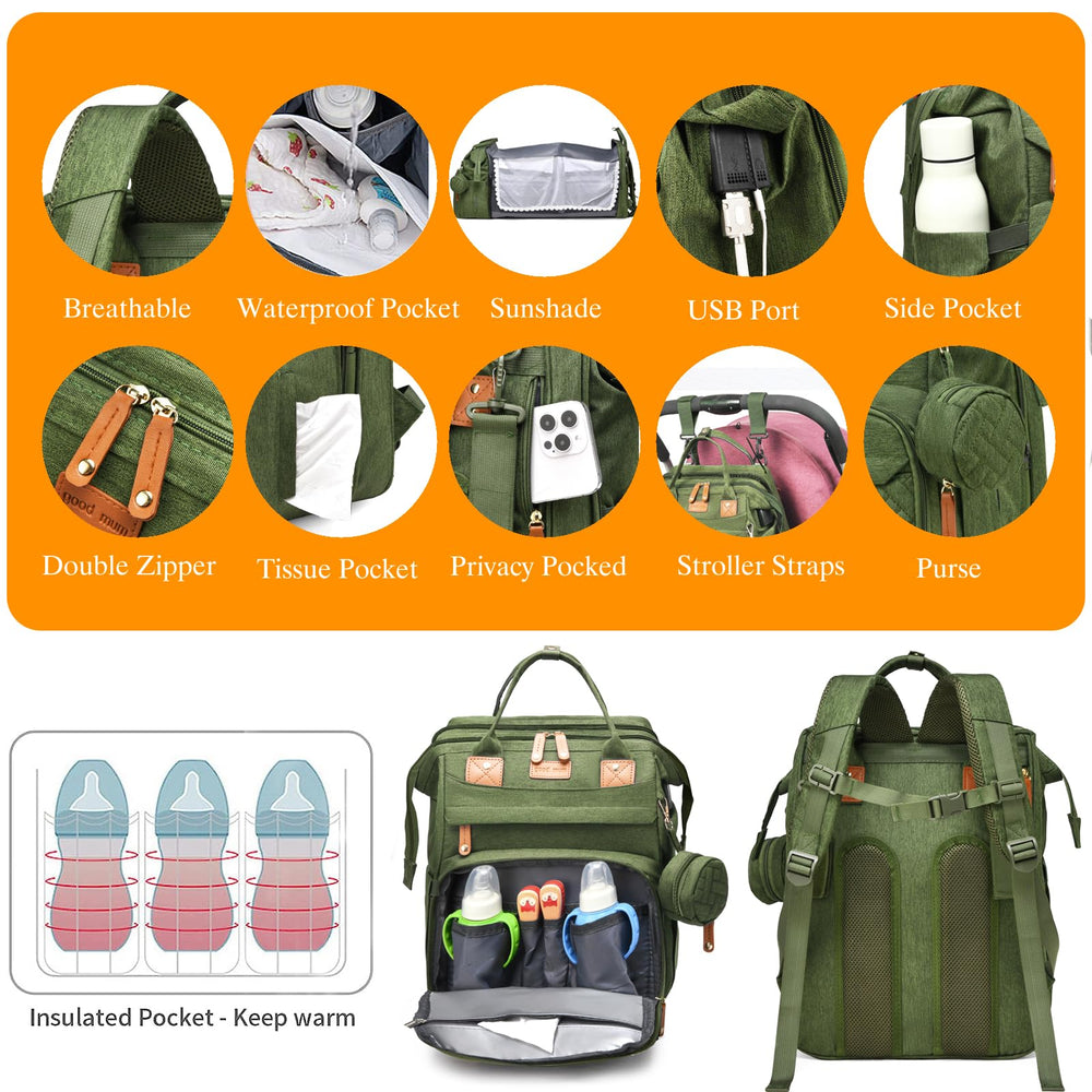 Astro Alan diaper bag USB port enables on-the-go device charging.