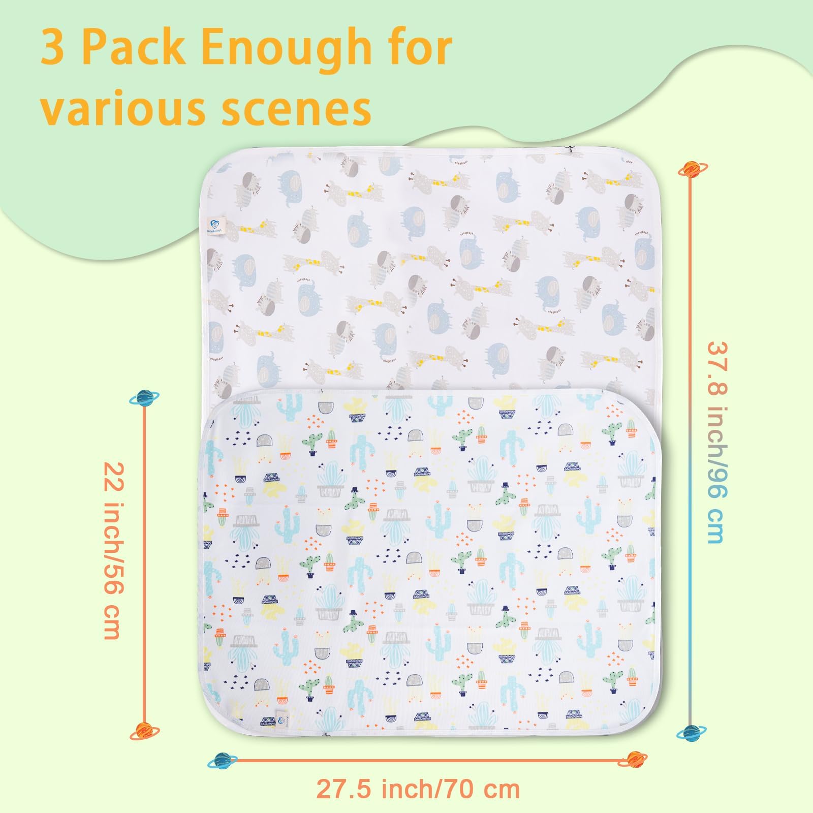 Asung washable waterproof changing pad cover eases cleanup after messes.