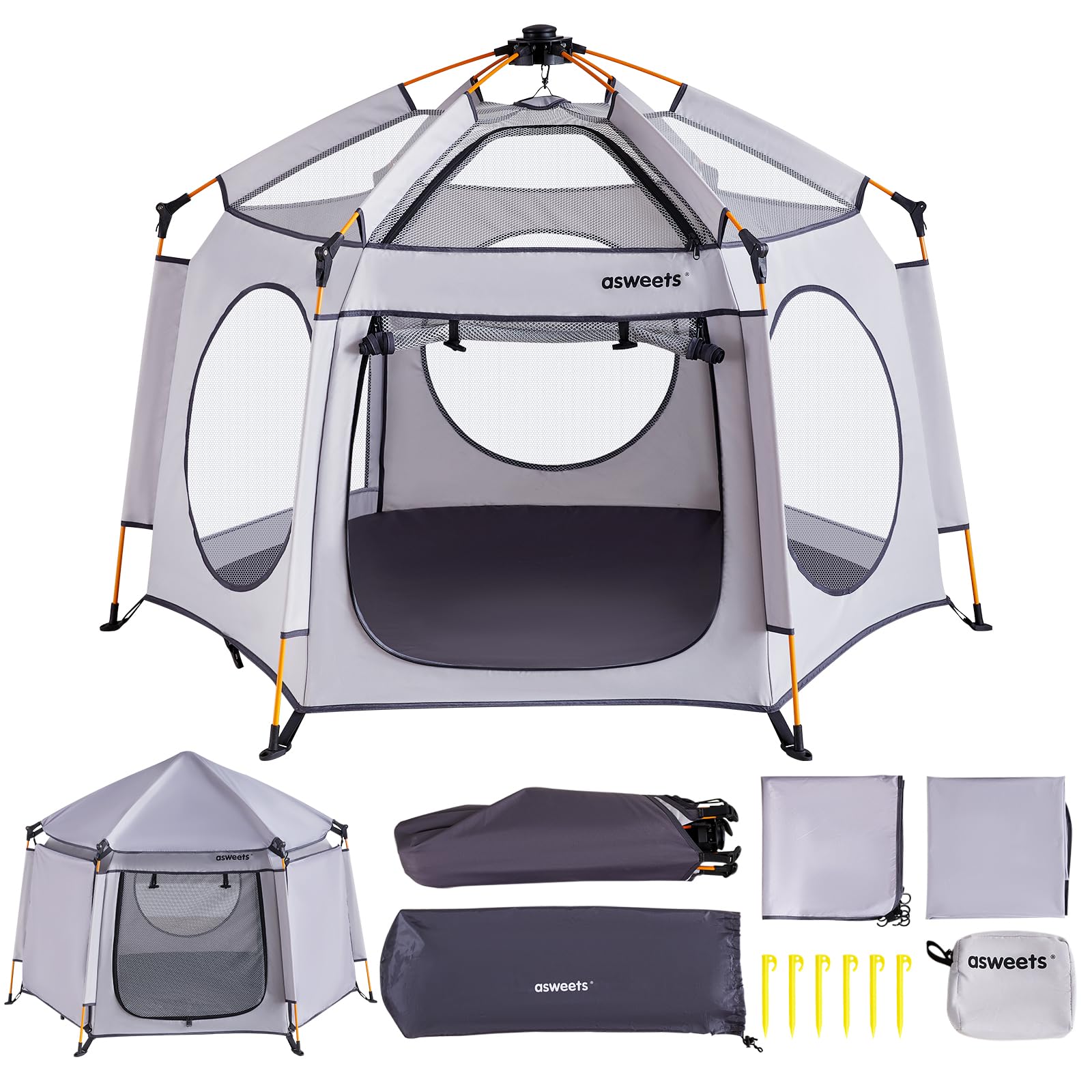 Asweets 4-in-1 outdoor tent provides a safe, spacious play area.