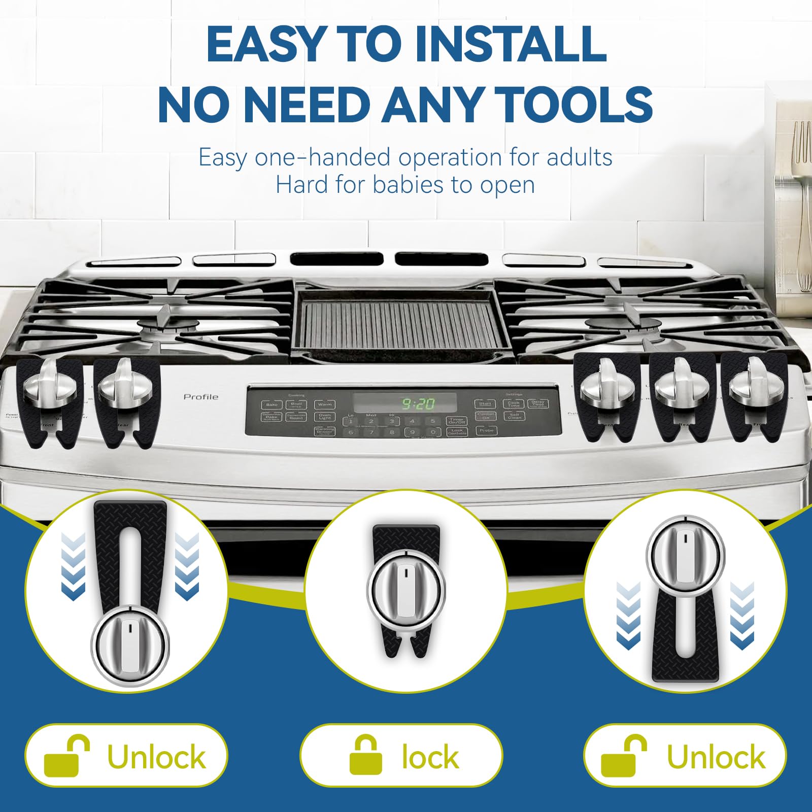 Atangee anti-slip surface keeps knobs in place during cooking.