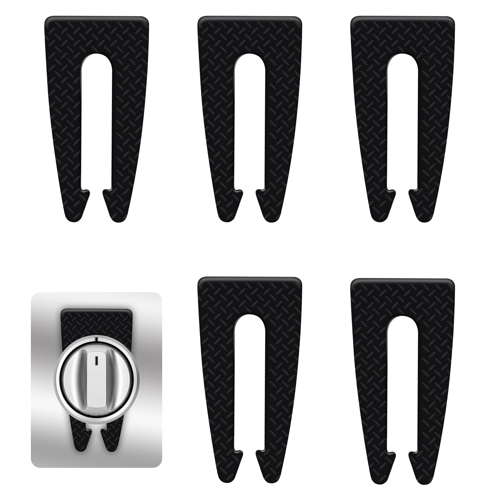 Atangee stove knob safety covers, front view, quick childproofing in minutes.
