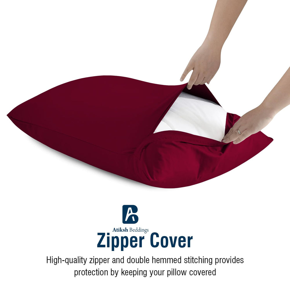 Atiksh Beddings burgundy pillowcase remains fade-resistant after washing.